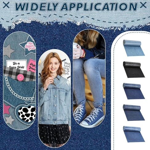 5 Rolls Blue Jeans Denim Patches 3 * 20in Inside and Outside Iron On Repair Patch Kit for Jeans Clothing Hole Repairing and Decoration in Kuwait