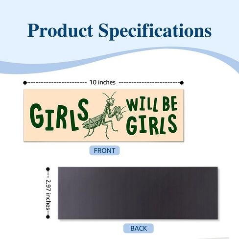 Girls Will Be Girls Funny Car Bumper Magnet, Waterproof Feminist Praying Mantis Sticker or Magnet, Women Rights Resist Magnets for Bumper Fridge Locker, Liberal Car Accessories for Feminist in Kuwait