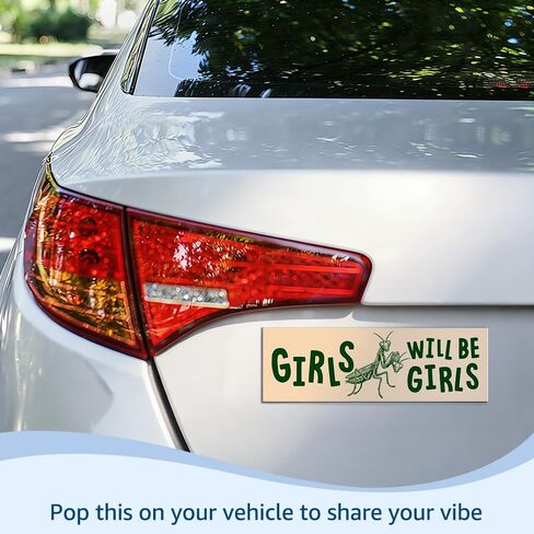 Girls Will Be Girls Funny Car Bumper Magnet, Waterproof Feminist Praying Mantis Sticker or Magnet, Women Rights Resist Magnets for Bumper Fridge Locker, Liberal Car Accessories for Feminist in Kuwait