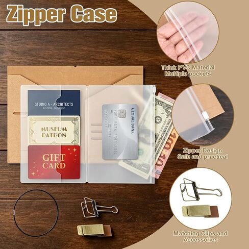 3 Set A5 Size Travelers Notebook Accessories Kit, 3Pcs Each Travel Kraft File Folder & Zipper Case & Pen Holder & Binder Clip and 6Pcs Elastic Bands Travel Accessories Supplies in Saudi Arabia