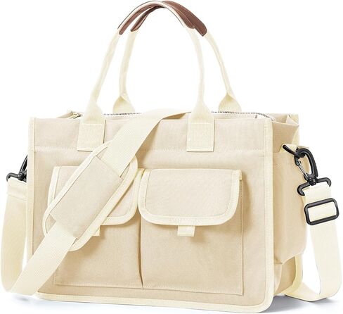 coowoz Canvas Tote Bag for Women Work Tote Bags with Zipper Nurse Crossbody Bags Handbags Shoulder College Teacher Laptop Bag in Saudi Arabia