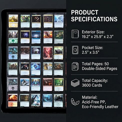 3600+ Pockets Trading Card Binder, 36-Pocket Card Ablum Compatible with MTG,Sports Cards & Other Standard Size Trading Card (BLACK) in Saudi Arabia