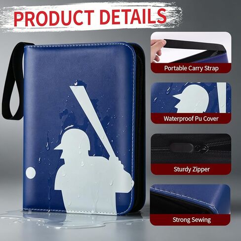 Baseball Card Binder 900 Pockets, Trading Card Binder with Zipper, Sports Card Binder Collectible Trading Card Albums Fits Cards with 50 Removable Sleeves in Saudi Arabia