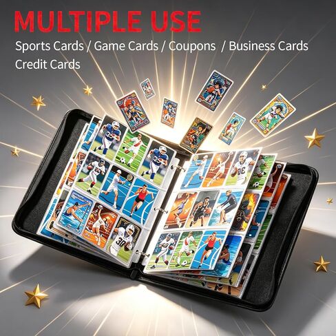 Baseball Card Binder 900 Pockets, Trading Card Binder with Zipper, Sports Card Binder Collectible Trading Card Albums Fits Cards with 50 Removable Sleeves in Saudi Arabia