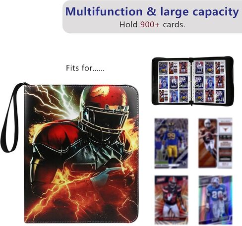 Football Card Binder, 2025 Sports Trading Card with Sleeves Holder Album, 900 Pockets Rugby Card Holder Sheets Display Storage Protectors for Collectors Boys and Girls Gift in Saudi Arabia
