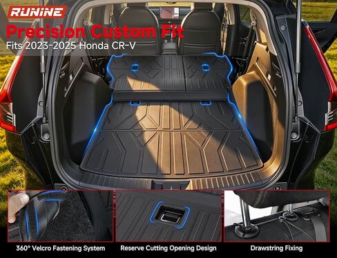 سجادات أرضية كارجو لسيارة Honda CRV 2023 2024 2025 2026 ملحقات سجادة السيارة (تشمل الهجين)، بطانات أرضية TPE 2 في 1 لجميع الأحوال الجوية مع طبقة سجاد قابلة للإزالة، سجادات سيارة مقاومة للماء ومضادة للانزلاق in Kuwait