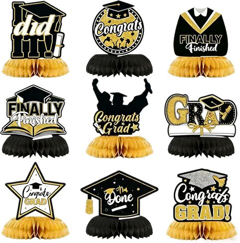 9PCS Graduation Decorations 2026, Pink Graduation Centerpieces for Tables Honeycomb Congrats Grad Double Sided Table Toppers for Class Of 2026 Graduate Party Supplies (Pink) in Saudi Arabia