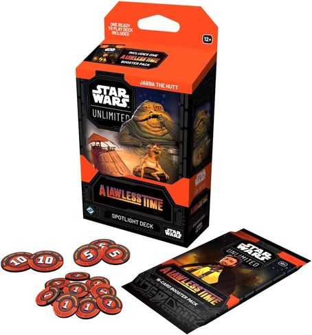 Asmodee Star Wars: Unlimited TCG A Lawless Time Jabba The Hutt Spotlight Deck - مجموعة بطاقات مكونة من 50 بطاقة جاهزة للعب + حزمة معززة، بطاقات حصرية قابلة للتحصيل، للأعمار من 12 عامًا فما فوق، 2+ لاعبين، 20 دقيقة من وقت اللعب in Kuwait