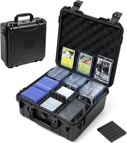 QINGUANG Toploader Storage Box for 3" x 4" 35pt Rigid Card - IP67 Waterproof Trading Card Case for Sports Cards with 6 Removable Dividers - Fits Top Loaders/Magnetic Card Holders (Holds 400+) in Saudi Arabia