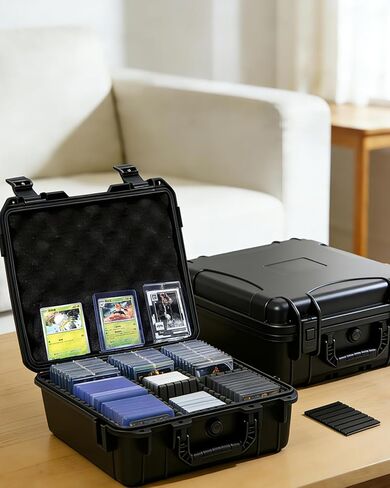QINGUANG Toploader Storage Box for 3" x 4" 35pt Rigid Card - IP67 Waterproof Trading Card Case for Sports Cards with 6 Removable Dividers - Fits Top Loaders/Magnetic Card Holders (Holds 400+) in Saudi Arabia