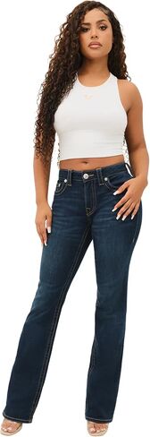 بنطلون جينز نسائي من True Religion Becca متوسط ​​الارتفاع بغطاء كريستالي - خياطة بإبرة واحدة in Saudi Arabia