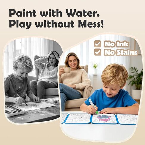 SAMZX Reusable Water Coloring Books for Toddlers 1-3, 4 Pack Magic Water Painting Book for Mess-Free Coloring, Travel Activity Toys & Educational Learning Kits Gifts for Kids Boys Girls Ages 3+ in Saudi Arabia