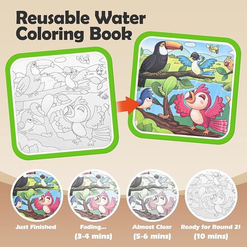 SAMZX Reusable Water Coloring Books for Toddlers 1-3, 4 Pack Magic Water Painting Book for Mess-Free Coloring, Travel Activity Toys & Educational Learning Kits Gifts for Kids Boys Girls Ages 3+ in Saudi Arabia