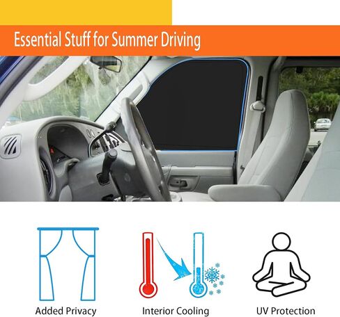 Custom Front Side Window Sun Shades Compatible with Ford Econoline E150 E250 1996-2014 Cargo Van Interior Accessories for Outdoor Blocking Sunlight, Cooling, Resting & Privacy Protection in Saudi Arabia