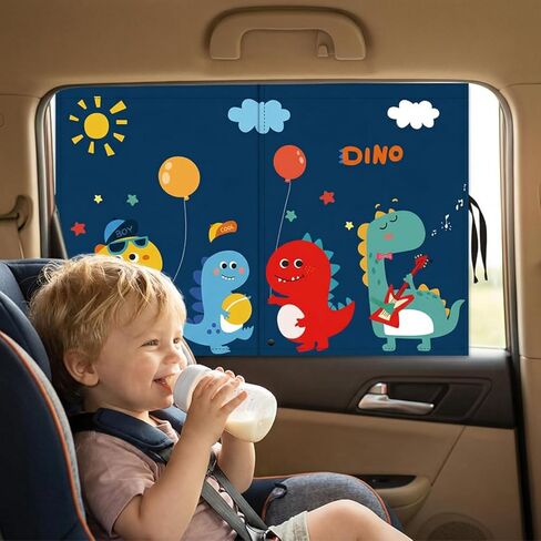 Car Sun Shade Side Window, 2 Pcs Blackout Car Window Shade for Baby Privacy with Storage Net Pockets Auto Curtains 7 Suction Cups for Heat/UV Protection Sun Block Covers (Black) in Kuwait