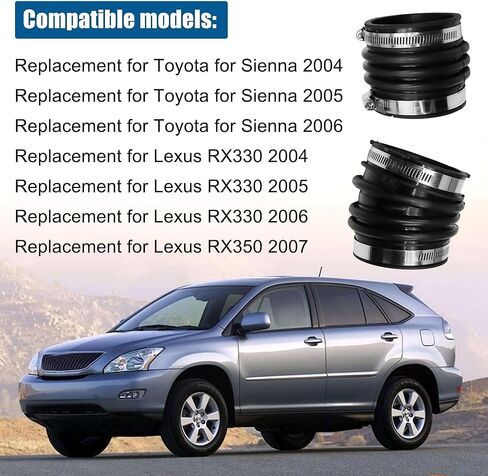 2 قطعة خرطوم آخذ للهواء مجموعة صالح لتويوتا سيينا 2004 2005 2006 لكزس RX330 2004 2005 2006 ل RX350 2007 3.3L V6 المحرك مع المشابك استبدال 17881-AA020 17882-AA020 in Kuwait