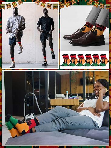 6 أزواج من الجوارب السوداء لشهر التاريخ من Juneteenth Styles Holiday Novelty Black Power Crew الجوارب الرجالية الأفريقية هدية للنساء والرجال، مقاس واحد in Saudi Arabia