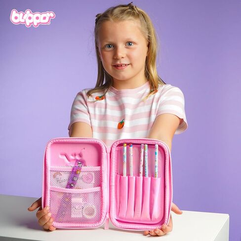 مقلمة لطيفة للفتيات من Blippo® - حقيبة مقلمة وردية - مقلمة Kawaii للأطفال - صندوق أقلام للأشياء المدرسية للبنات - منظم مقلمة صغيرة in Saudi Arabia