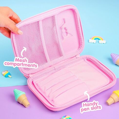 مقلمة لطيفة للفتيات من Blippo® - حقيبة مقلمة وردية - مقلمة Kawaii للأطفال - صندوق أقلام للأشياء المدرسية للبنات - منظم مقلمة صغيرة in Saudi Arabia