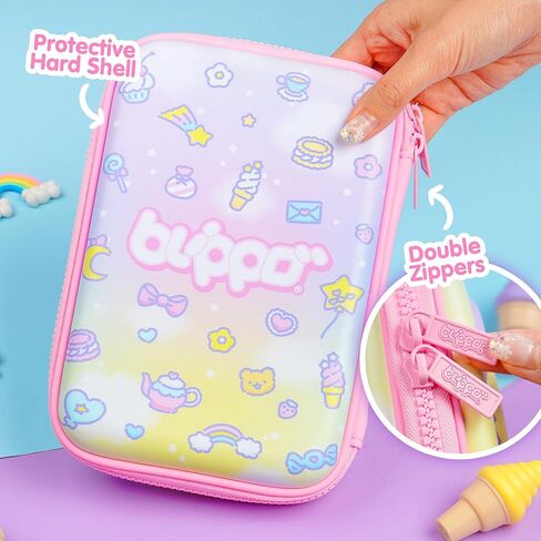 مقلمة لطيفة للفتيات من Blippo® - حقيبة مقلمة وردية - مقلمة Kawaii للأطفال - صندوق أقلام للأشياء المدرسية للبنات - منظم مقلمة صغيرة in Saudi Arabia