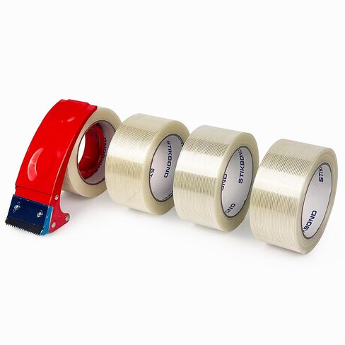Strapping Tape 5.5Mil x 2Inch x 35Yds with Dispenser 6-Packs,Mono Fiberglass Reinforced Packing Tape Heavy Duty Wear-Resistant Sealing Tape for Shipping,Moving (Total 210Yds) in Saudi Arabia