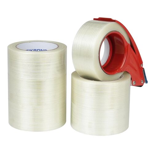 Strapping Tape 5.5Mil x 2Inch x 35Yds with Dispenser 6-Packs,Mono Fiberglass Reinforced Packing Tape Heavy Duty Wear-Resistant Sealing Tape for Shipping,Moving (Total 210Yds) in Kuwait
