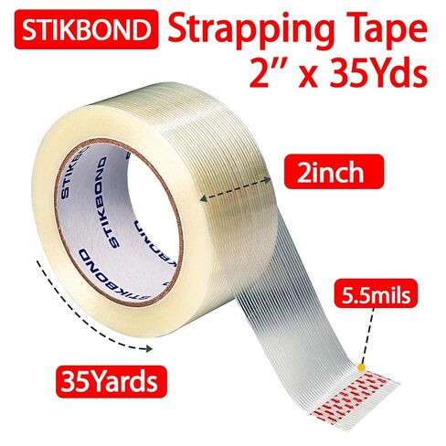 Strapping Tape 5.5Mil x 2Inch x 35Yds with Dispenser 6-Packs,Mono Fiberglass Reinforced Packing Tape Heavy Duty Wear-Resistant Sealing Tape for Shipping,Moving (Total 210Yds) in Kuwait