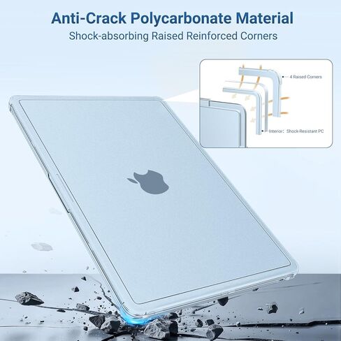 حافظة MOSISO متوافقة مع جهاز MacBook Air 13 بوصة M5 M4 M3 M2 2026-2022 A3449 A3240 A3113 A2681، مطابقة بدقة للون الكمبيوتر المحمول، طقم 3 في 1 هيكل صلب بزوايا معززة لجهاز Mac Air 13.6، أزرق سماوي in Kuwait