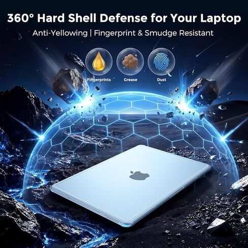 حافظة MOSISO متوافقة مع جهاز MacBook Air 13 بوصة M5 M4 M3 M2 2026-2022 A3449 A3240 A3113 A2681، مطابقة بدقة للون الكمبيوتر المحمول، طقم 3 في 1 هيكل صلب بزوايا معززة لجهاز Mac Air 13.6، أزرق سماوي in Kuwait