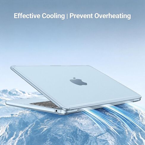 حافظة MOSISO متوافقة مع جهاز MacBook Air 13 بوصة M5 M4 M3 M2 2026-2022 A3449 A3240 A3113 A2681، مطابقة بدقة للون الكمبيوتر المحمول، طقم 3 في 1 هيكل صلب بزوايا معززة لجهاز Mac Air 13.6، أزرق سماوي in Kuwait
