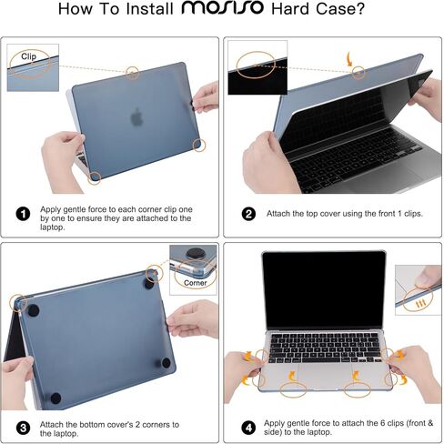 حافظة MOSISO متوافقة مع جهاز MacBook Air 13 بوصة M5 M4 M3 M2 2026-2022 A3449 A3240 A3113 A2681، مطابقة بدقة للون الكمبيوتر المحمول، طقم 3 في 1 هيكل صلب بزوايا معززة لجهاز Mac Air 13.6، أزرق سماوي in Kuwait