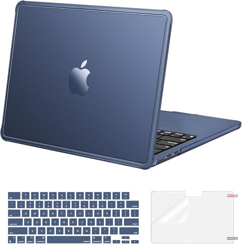حافظة MOSISO متوافقة مع جهاز MacBook Air 13 بوصة M5 M4 M3 M2 2026-2022 A3449 A3240 A3113 A2681، مطابقة بدقة للون الكمبيوتر المحمول، طقم 3 في 1 هيكل صلب بزوايا معززة لجهاز Mac Air 13.6، أزرق سماوي in Kuwait