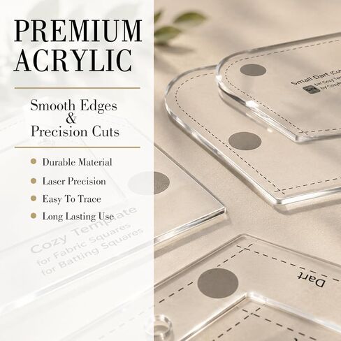 Bowl Cozy Template Cutting Ruler Set, 3 Sizes Acrylic Transparent Quilting Stencils for DIY Kitchen Hot Bowl Holders, Precision Cut On Fold Sewing Pattern (White) in Saudi Arabia