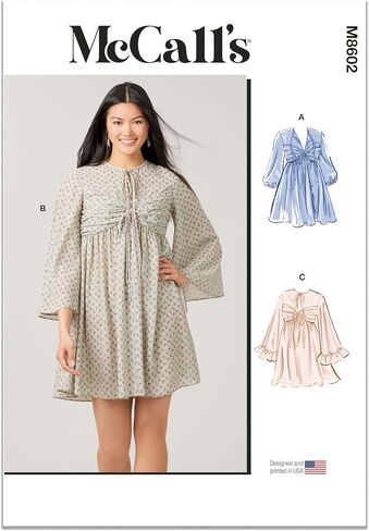 McCall's M8602K5 Misses' Babydoll Dress Sewing Pattern Packet, Design Code M8602, Sizes 8-10-12-14-16 in Saudi Arabia