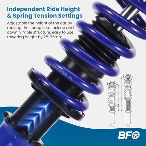 BFO Coilovers for Scion TC 2005-2010, Height Adjustable Full Coilovers Suspension Kit, Preset Damping Shock Absorber Struts, Lowering Kit Blue in Saudi Arabia