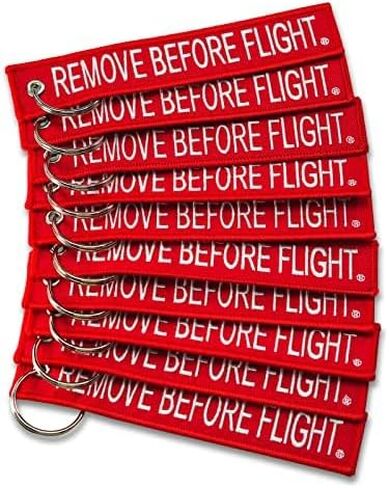 AIXEPA 10x Remove Before Flight Red/White Key Chain 5.5" x 1" (10 Pack) in Saudi Arabia