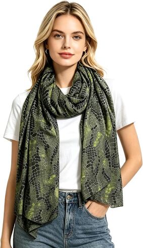 Lina & Lily Alligator Crocodile Skin Print Women's Scarf Shawl Wrap Lightweight in Saudi Arabia