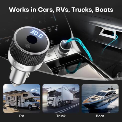 Starlink Mini Car Adapter 12V/24V to 30V, No Reboot Power, Digital Voltage Display, Keeps Starlink Online, 60W Cigarette Lighter Adapter, Supports 16AWG 30M Cable, All-Metal for RV Boat Truck (Silver) in Saudi Arabia