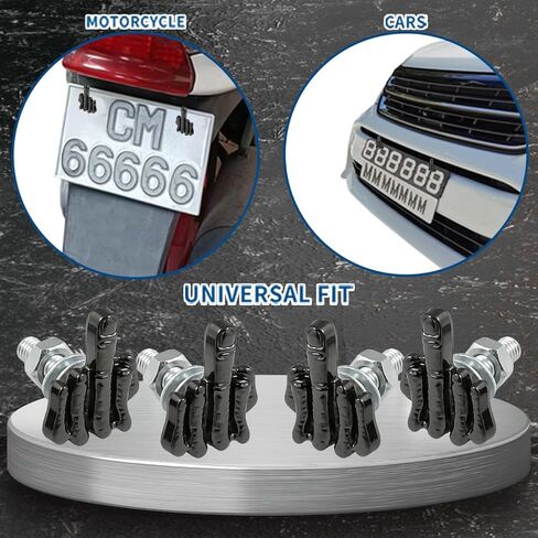Finger License Plate Bolt Fasteners Decorative Modified Cars Motorcycle License Plate Screw Frame Mounting Kit Truck Vehicle Accessories 4 Pcs (Black) in Kuwait