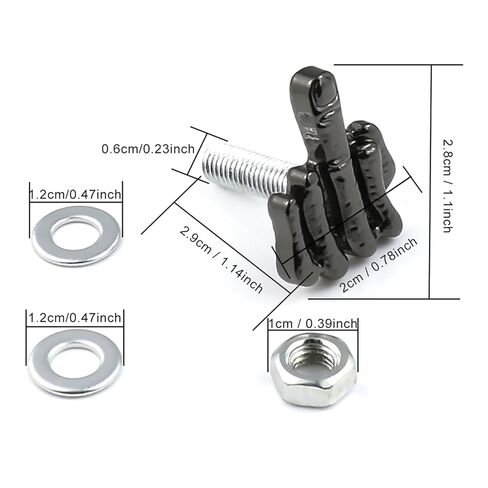 Finger License Plate Bolt Fasteners Decorative Modified Cars Motorcycle License Plate Screw Frame Mounting Kit Truck Vehicle Accessories 4 Pcs (Black) in Kuwait