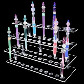 Acrylic Pen Display Stand 36 Slots 1.5cm Pen Stand Display 3 Tier Clear Pen Stand Display Acrylic Pen Holder Stand for Beadable Pen Pencil in Saudi Arabia