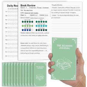 12 Pack Reading Journal for Book Lovers 18 Books Reviews Per Pack Reading Log Tracker with Review Pages Mini Book Journal 3.5" x 6" Bookish Gift for Readers Green 20 Sheets 80gsm Duplex Inner Pages in Saudi Arabia