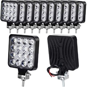 12 Pack 4 Inch LED Pod Lights White Flood Work Lights Bars for Truck 48w Square LED for Tractor Off-Road Vehicle Compatible with ATV SUV Utv Rv 4wd Pickup Crane Boat Golf Cart Snowblower Lawn in Kuwait