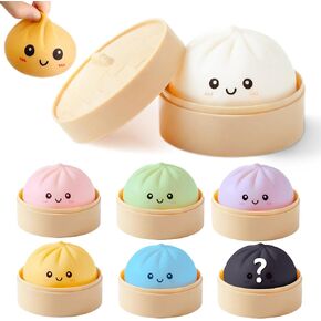 1PCS Dumpling Stress Ball for Kids and Adults, Random Colors Squishy Toys, Slow Rising Squishy Dough Sensory Ball with Steamer, Soft Dumpling Fidget Toys, Sensory Squeeze Bun Party Favors in Saudi Arabia