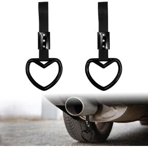 2 Pack Heart Shaped Car Handle Straps, Cute Rear Bumper Warning Ring Decor for Cars, SUV, Subway, Bus, Vehicle Interior & Exterior Safety Accessories (Pink) in Saudi Arabia