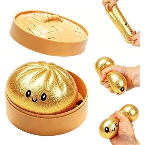 Dumpling Squishies Stress Balls with Steamer, Cute Anxiety Relief Toy, Soft Squeeze Decompression Dough for Adults, Simulation Food Squishies Bun (White) in Saudi Arabia