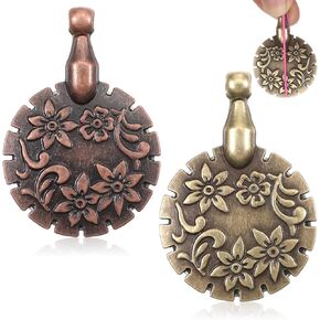 2 Pcs Yarn Cutter Pendant Antique Metal Pendant Thread Cutter Necklace Round Shape Craft Cutting Tools for DIY Sewing Tools Knitting Supplies (Antique Gold Silver) in Kuwait