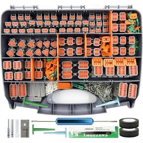 28 Sets 2 Pin DT Waterproof Connector Kit, Deutsch Automotive Electrical Butt, IP68 Waterproof Connectors Plug with 56 Pairs 16# Stamped Contacts for Car Truck Boat (28 Set 2 PIN Kits & Removal Tool) in Saudi Arabia