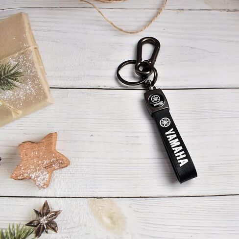 Yaa Catchy Premium Leather & Metal Bikes Hook Antirust Keychain Compatible With Yamaha Unique Stylish Look For Men Women Keyring For |Mt15|Fz|R15|Fasino|V3|Ray|Rx100|Yamaha Lovres, Black in Kuwait