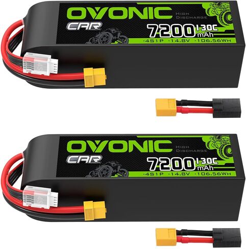 OVONIC 4S LiPo Battery 7200mAh 14.8V 130C RC Battery with XT60 to TRA Connector in Kuwait